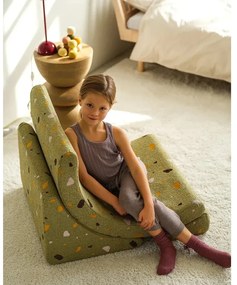 Poltrona per bambini verde con rivestimento in bouclé e ciniglia Terrazzo Moon – Wigiwama