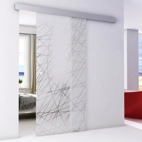 Porta scorrevole reversibile Armonia in alluminio trasparente, L 86 x H 215 cm, con binario Alu/vetro