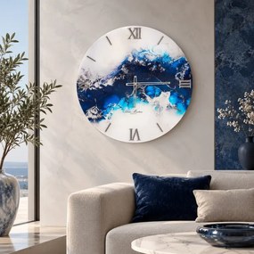 Orologio da parete in vetro temperato D60 cm con stampa Blu - MARIDRO