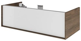 Mobile da bagno sotto lavabo SENSEA Neo Frame bianco e noce laccato lucido L 105 x H 32 x P 48 cm 1 cassetto, lavabo non incluso