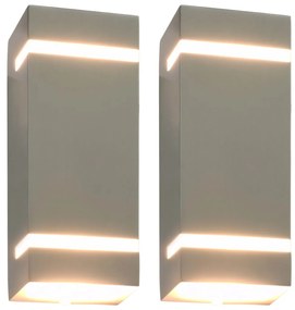 Lampade Da Parete Da Esterno 2 Pz 35 W Argento Rettangolari /