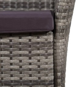 Set da pranzo da giardino 9 pz con cuscini in polyrattan grigio