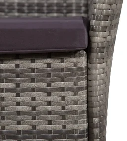 Set da pranzo da giardino 9 pz con cuscini in polyrattan grigio