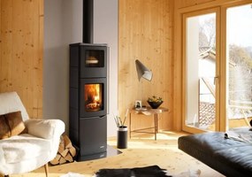 Palazzetti Eva S Stufa A Legna Con Forno ad aria 8kw rivestimento in Acciaio Antracite