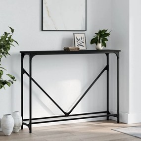 Tavolino Consolle Nero 102x22,5x75 Cm İn Legno Multistrato /