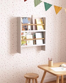 Kave Home - Libreria Gopi in legno massello di pino e finitura naturale bianca 50x60 cm