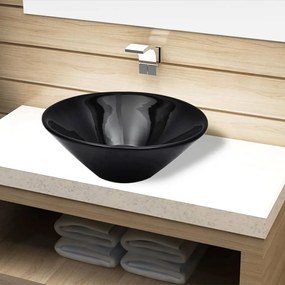 Lavandino Da Bagno İn Ceramica Nera Rotondo /