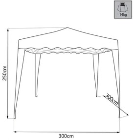 Gazebo pieghevole in metallo 3x3 blu con sacca