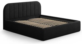 Letto matrimoniale imbottito nero con contenitore con rete inclusa 200x200 cm Juno – Windsor &amp; Co Sofas