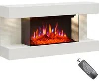 Camino elettrico a parete Ida | Effetto fiamma 3D, riscaldamento 1800W | Telecomando, timer e termostato | Bianco