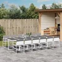 Set da Pranzo da Giardino 13 pz con Cuscini Bianco in Textilene 3295092