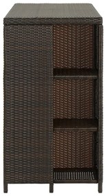 Tavolo da bar con ripiani marrone 120x60x110 cm in polyrattan