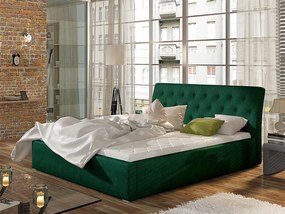 Letto matrimoniale con box contenitore Taiwan - 160 x 200 cm , Tessuto verde