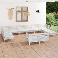 Set Divani da Giardino 12 pz Bianco in Legno Massello di Pino cod mxl 36868