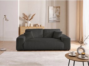 Divano grigio scuro con rivestimento in velluto a coste 213 cm Justin – Ropez