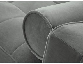 Divano letto angolare in velluto grigio chiaro, angolo destro Santo - Milo Casa