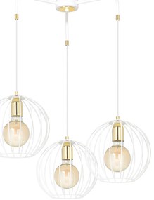 Lampadario Contemporaneo Omoikane Acciaio Bianco 3 Luci E27 Ip20