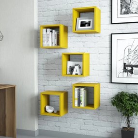 SET 5x Scaffale da parete BOX giallo