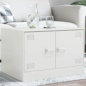 Tavolino Da Salotto Bianco 67x50x44 Cm İn Acciaio /