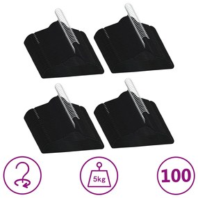 Set Appendiabiti 100 Pz Antiscivolo Nero İn Velluto /