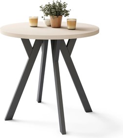 ALMO 80 Beige (Champagne)/gambe nere - TAVOLO ROTONDO CON GAMBE A Y LOFT/INDUSTRIALE PER CUCINA SOGGIORNO O SALA DA PRANZO