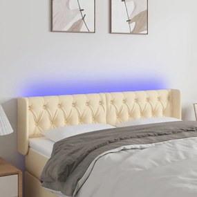 Testiera A Led Crema 147x16x78/88 Cm İn Tessuto /