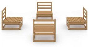 Set divani da giardino 4 pz miele in legno massello di pino