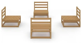 Set divani da giardino 4 pz miele in legno massello di pino