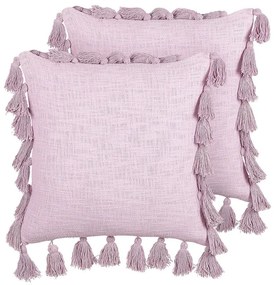 Set di 2 cuscini cotone rosa 45 x 45 cm LYNCHIS Beliani