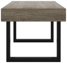 Tavolino da salotto grigio e nero 90x45x40 cm in mdf e ferro