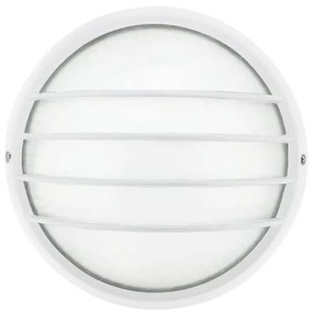 Plafoniera E27 IP54 Bianca Ø258mm con Griglia protettiva