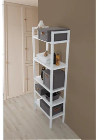 Scaffale Da Bagno Salvaspazio 184 Cm Cinque Ripiani Feridras "Woody" Bianco
