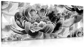 Quadro su tela – Peonie in bianco e nero