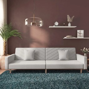 Divano Letto A 2 Posti Con 2 Cuscini Grigio Chiaro İn Tessuto /