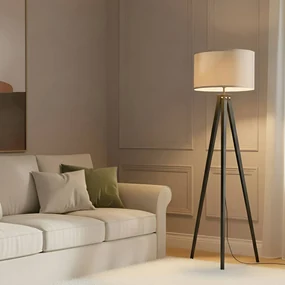 Lampada da terra Herry Lindby, Nero, Soggiorno / Sala da pranzo, Tessuto / Stoffa / Seta, Scandinavo, Lampada da terra