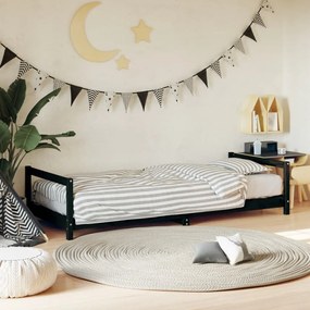Giroletto Per Bambini Nero 80x200 Cm İn Legno Massello Di Pino /