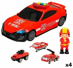 Playset di Veicoli Speed  Go Pompiere Luce Suono 1:64 (4 Unità)