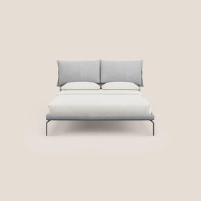 Bice letto imbottito con cuscini e piedi alti in metallo in tessuto impermeabile T02