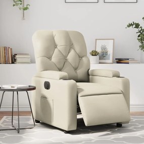 Poltrona Reclinabile Elettrica Crema İn Similpelle /