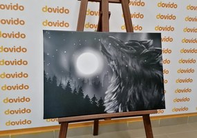 Stampa su tela – Luna dei lupi in bianco e nero