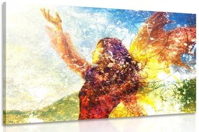 Quadro su tela – Donna dipinta in esecuzione magica