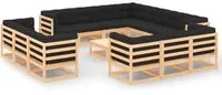 Set Salotto Giardino 14pz Cuscini Antracite Legno Massello Pino 3083866