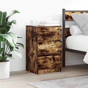Comodini Con 3 Cassetti 2 Pz Rovere Fumo 39x35x65 Cm /
