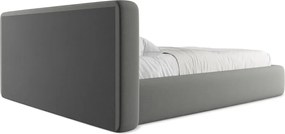 Letto matrimoniale imbottito grigio con contenitore con griglia 160x200 cm Kiana - Makamii