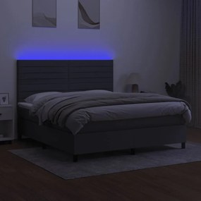 Letto a molle materasso e led grigio scuro 180x200cm in tessuto