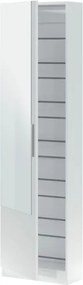 Scarpiera 1 Anta Con Specchio 50x22x180 Cm 16 Paia Kristal Bianco Artik