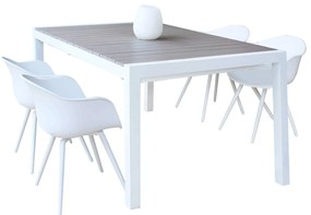 LOIS - set tavolo in alluminio e polywood cm 162/242 x 100 x 74 h con 4 Poltrone Dynamo