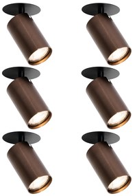 Set di 6 faretti da incasso moderni bronzo scuro GU10 50mm - Chels