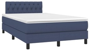 Letto a Molle con Materasso e LED Blu 120x200cm in Tessuto