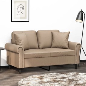 Divano A 2 Posti Con Cuscini Cappuccino 120 Cm İn Similpelle /
